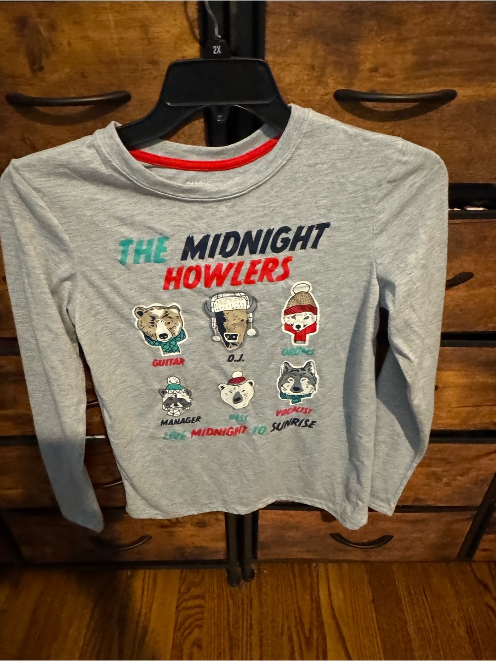 Cat & Jack Kids' Gray 'The Midnight Howlers' Graphic Long-Sleeve Tee Size XL